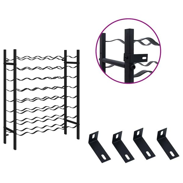 Стойка за вино за 48 бутилки, черна, метал