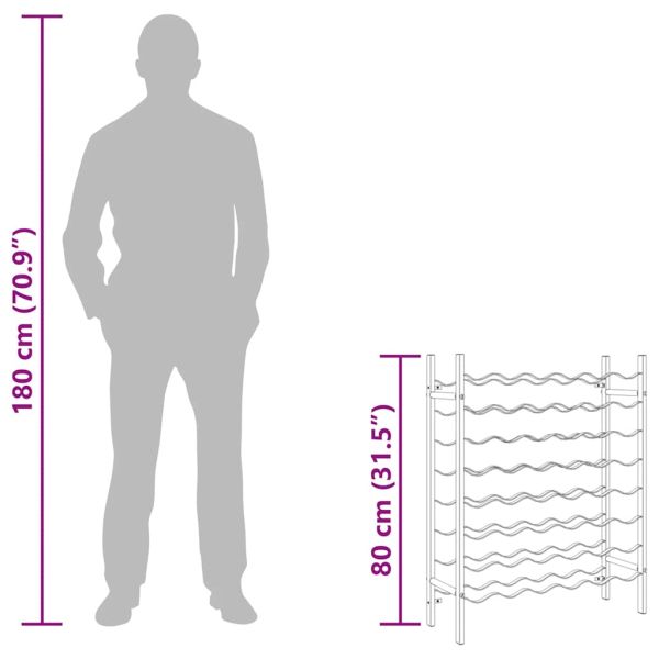 Стойка за вино за 48 бутилки, черна, метал