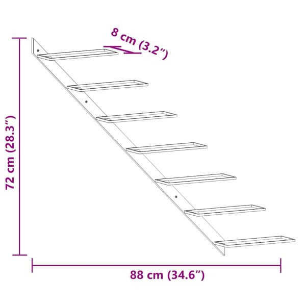 Стойка за вино за 7 бутилки, стенен монтаж, черна, метал
