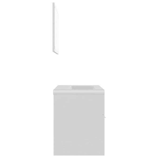 Комплект мебели за баня, бял, инженерно дърво