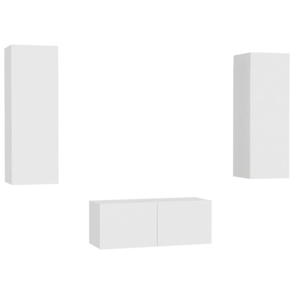 Комплект ТВ шкафове от 4 части, бял, инженерно дърво