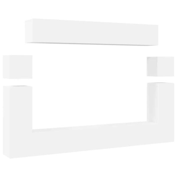 Комплект ТВ шкафове от 8 части инженерно дърво Бял гланц