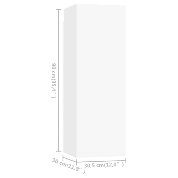 ТВ шкафове, 4 бр, бели, 30,5x30x90 см, инженерно дърво