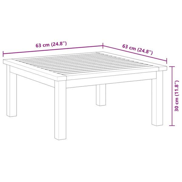 Градинска лаундж маса, 63x63x30 см, акациева дървесина масив