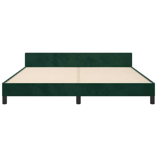 Рамка за легло без матрак, тъмнозелена, 160x200 см, кадифе
