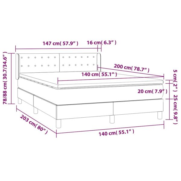 Боксспринг легло с матрак, тъмнозелено, 140x200 см, кадифе