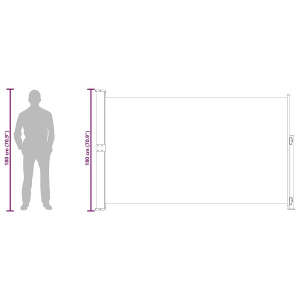 Прибираща се дворна странична тента, 180x300 см, сива