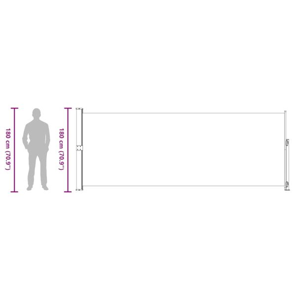Прибираща се дворна странична тента, 180x500 см, кремава