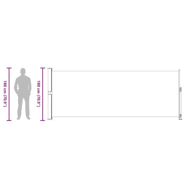 Прибираща се дворна странична тента, 180x500 см, сива