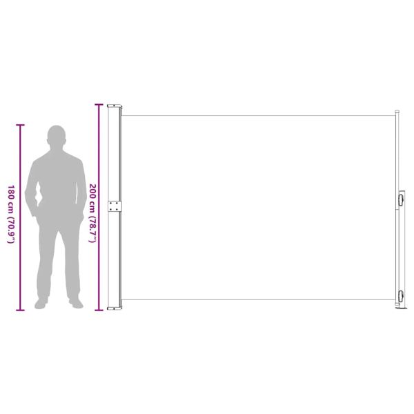 Прибираща се дворна странична тента, 200x300 см, черна