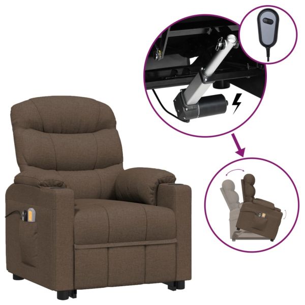 Изправящ масажен стол, кафяв, текстил