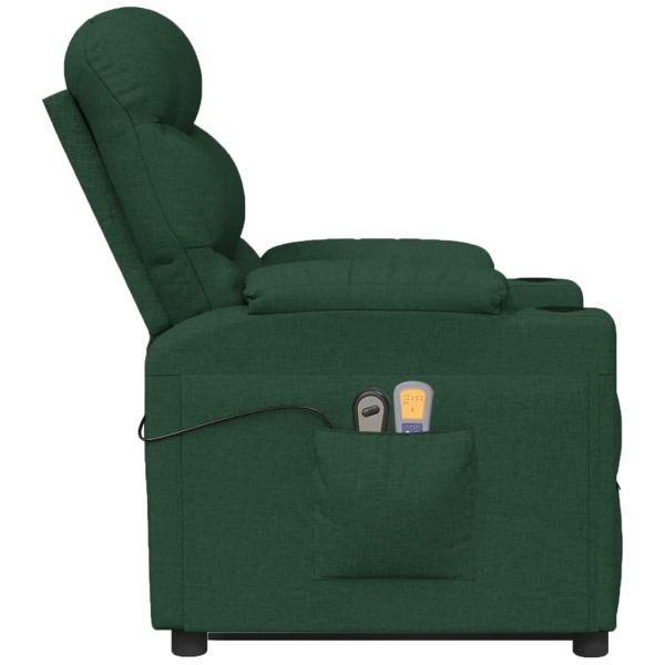 Изправящ масажен стол, тъмнозелен, текстил