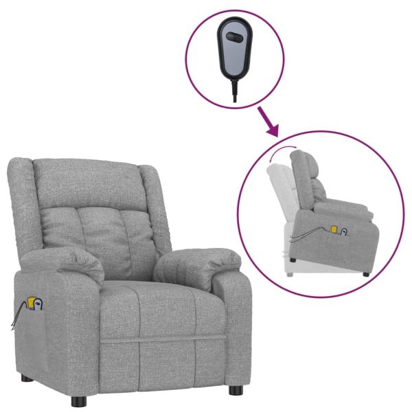 Изправящ масажен стол, светлосив, текстил