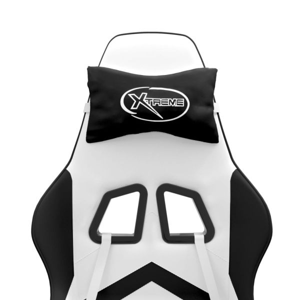 Гейминг стол, бяло и черно, изкуствена кожа