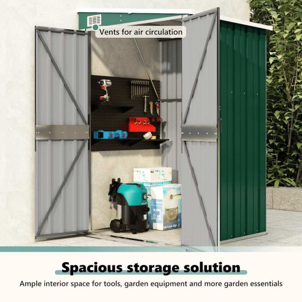 Градинска барака за стенен монтаж зелена 118x100x178 см стомана