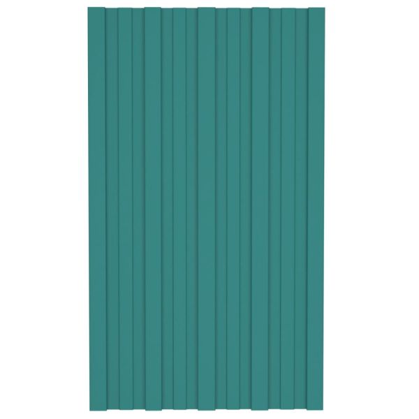 Покривни панели, 12 бр, поцинкована стомана, зелени, 80х45 см