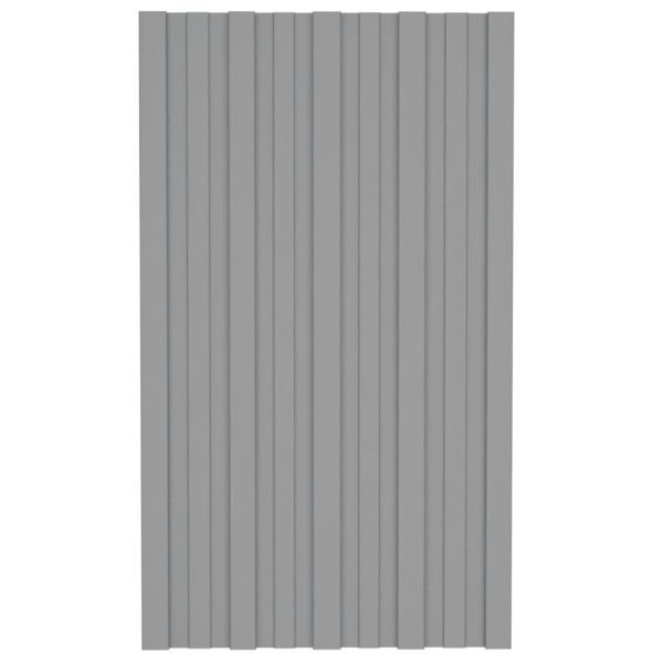 Покривни панели, 12 бр, поцинкована стомана, сиви, 80х45 см