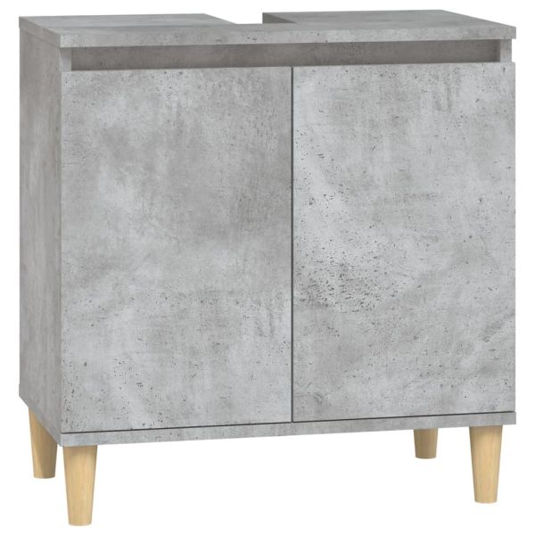 Комплект мебели за баня от 3 части бетонно сив инженерно дърво