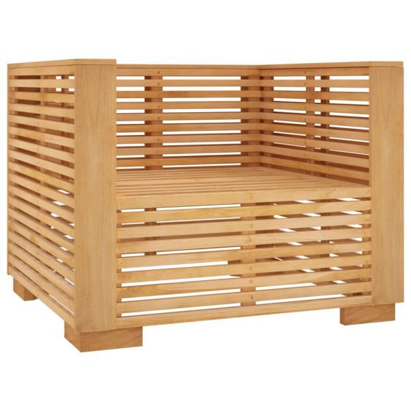 Градински диван с тъмносиви възглавници, тиково дърво масив