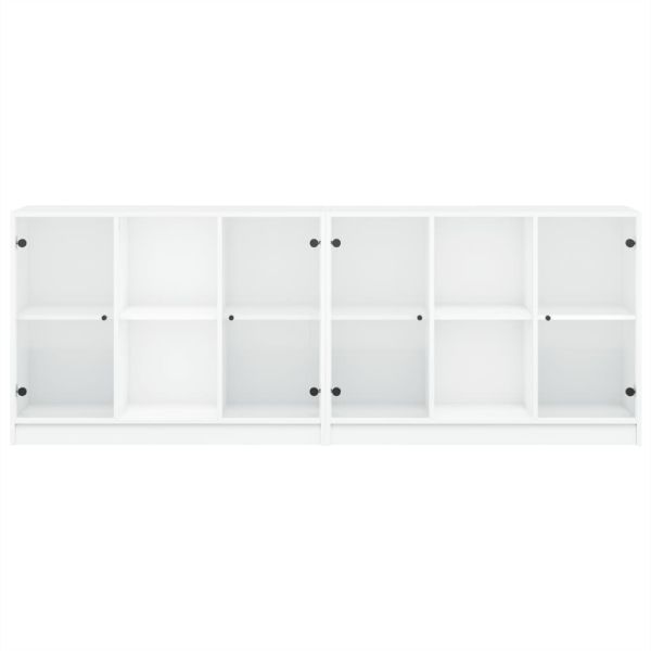 Библиотека с врати бяла 204x37x75 см инженерно дърво