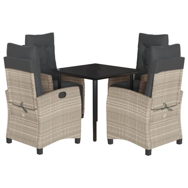 Градински трапезен комплект 5 части с възглавници светлосив