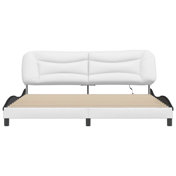 Рамка за легло с LED без матрак Hvar, бяло-черна, 200x200 см