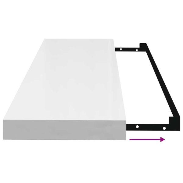 Окачени стенни рафтове, 4 бр, бял гланц, 80x23,5x3,8 см, МДФ