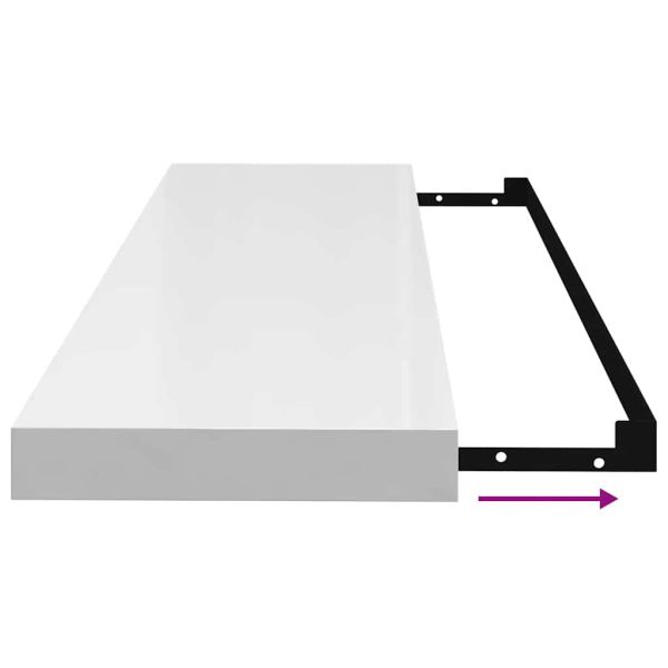 Окачени стенни рафтове, 4 бр, бял гланц, 90x23,5x3,8 см, МДФ