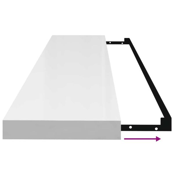 Окачен стенен рафт, бял гланц, 120x23,5x3,8 см, МДФ