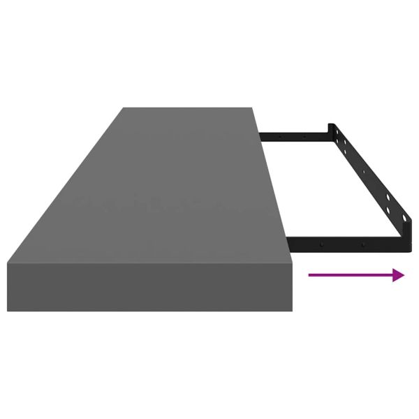 Окачени стенни рафтове, 2 бр, сив гланц, 120x23,5x3,8 см, МДФ