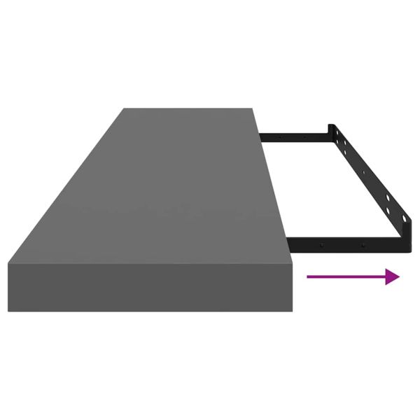 Окачени стенни рафтове, 4 бр, сив гланц, 120x23,5x3,8 см, МДФ