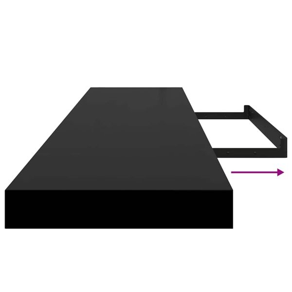 Окачени стенни рафтове, 4 бр, черни, 120x23,5x3,8 см, МДФ