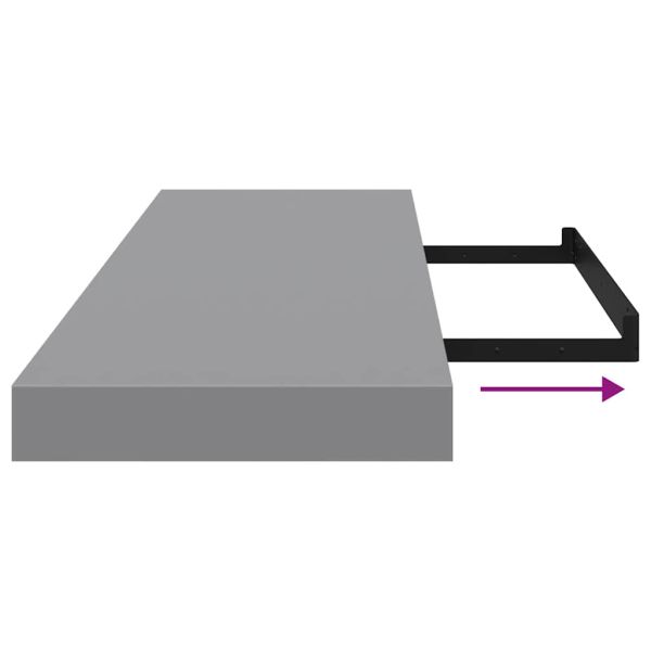 Окачен стенен рафт, сив, 80x23,5x3,8 см, МДФ