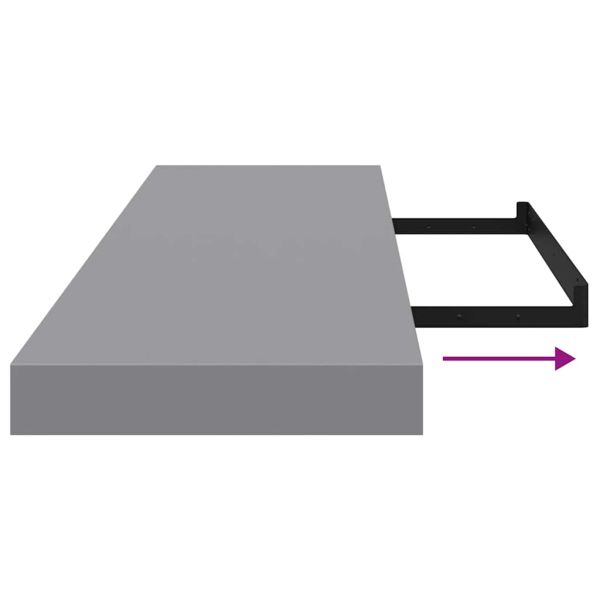 Окачени стенни рафтове, 2 бр, сиви, 90x23,5x3,8 см, МДФ