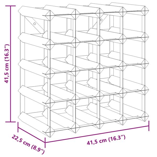 Стойка за вино за 20 бутилки, черна, масивна борова дървесина