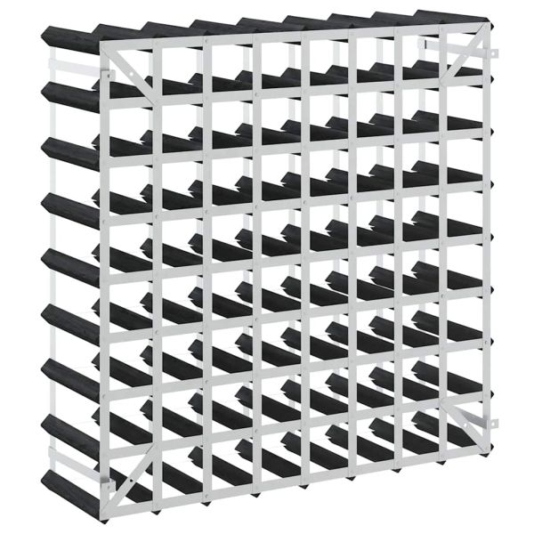 Стойка за вино за 72 бутилки, черна, масивна борова дървесина