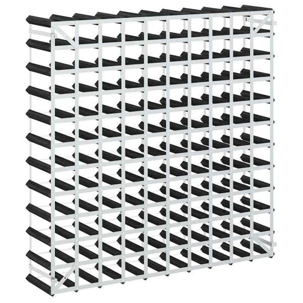 Стойка за вино за 120 бутилки, черна, масивна борова дървесина