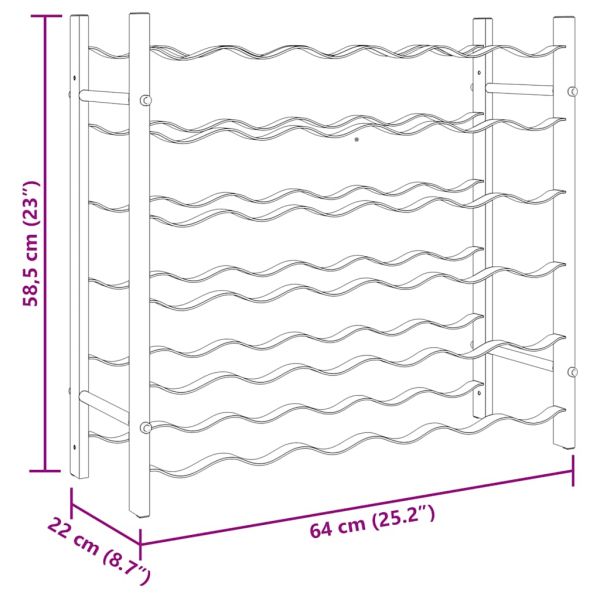Стойка за вино за 36 бутилки, черна, желязна