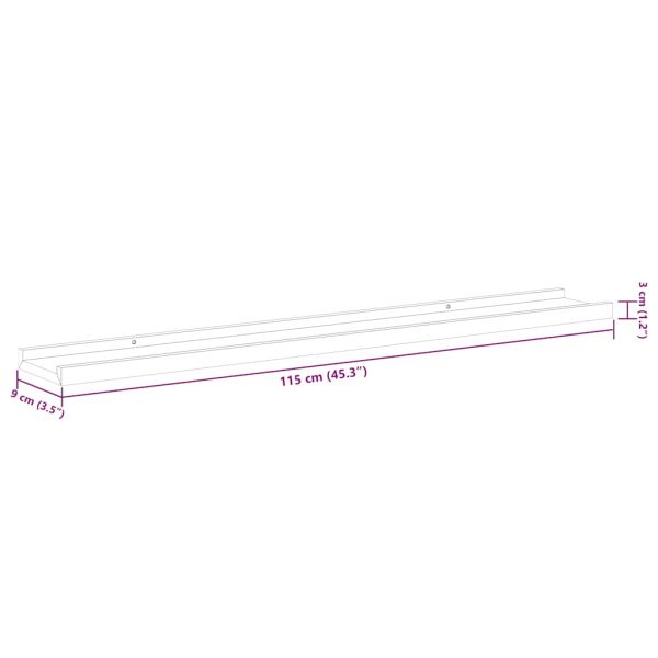 Стенни рафтове, 2 бр, бял гланц, 115x9x3 см