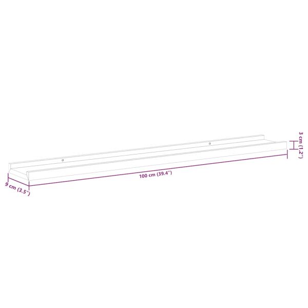 Стенни рафтове, 4 бр, бял гланц, 100x9x3 см