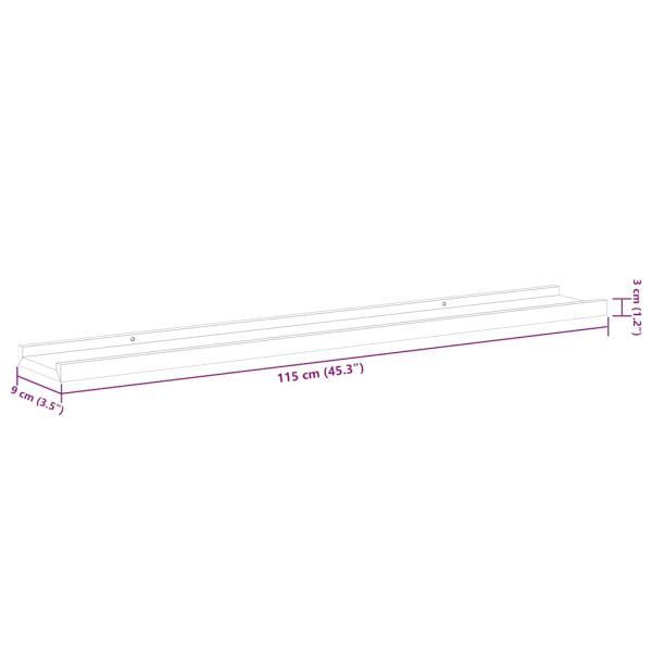 Стенни рафтове, 4 бр, сиви, 115x9x3 см