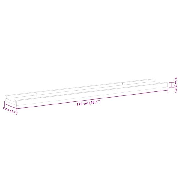 Стенни рафтове, 2 бр, сонома дъб, 115x9x3 см