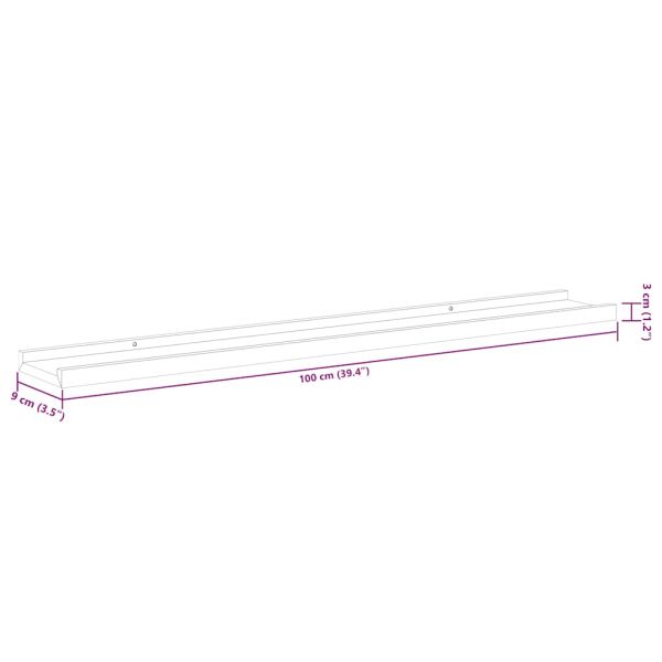 Стенни рафтове, 4 бр, сонома дъб, 100x9x3 см