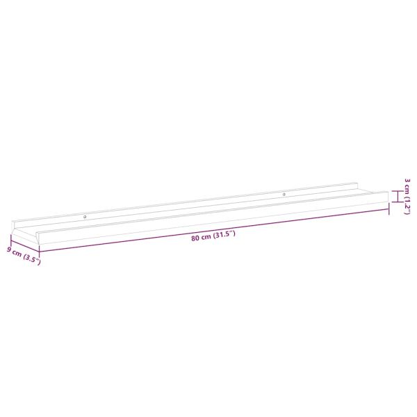 Стенни рафтове, 2 бр, бяло и сонома дъб, 80x9x3 см