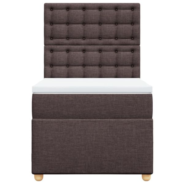 Боксспринг легло с матрак, тъмнокафяво, 90x200 см, плат