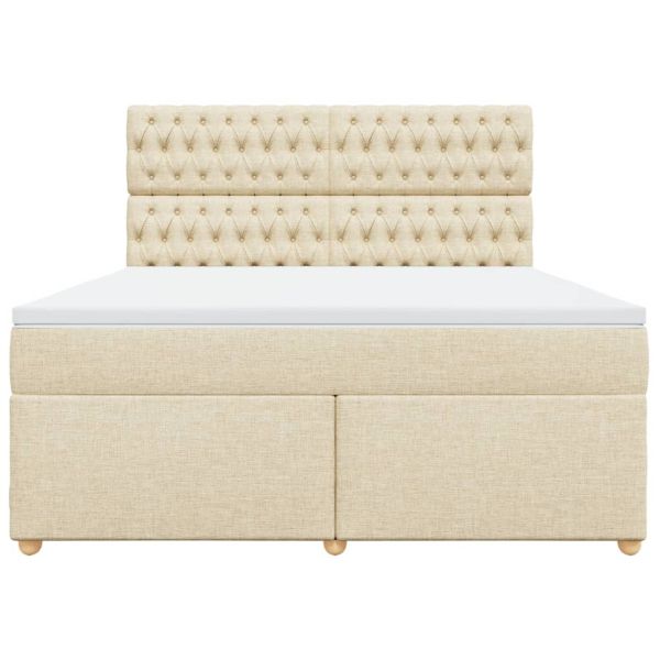 Боксспринг легло с матрак, кремава, 180x200 см, плат