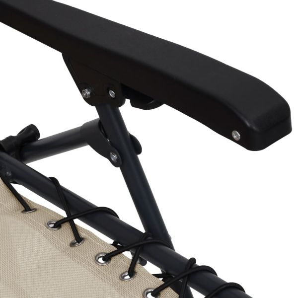 Сгъваем стол-шезлонг, textilene, кремав