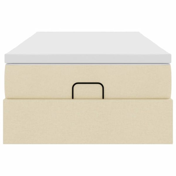 Османска легло с матрак, кремаво, 100x200 см, плат