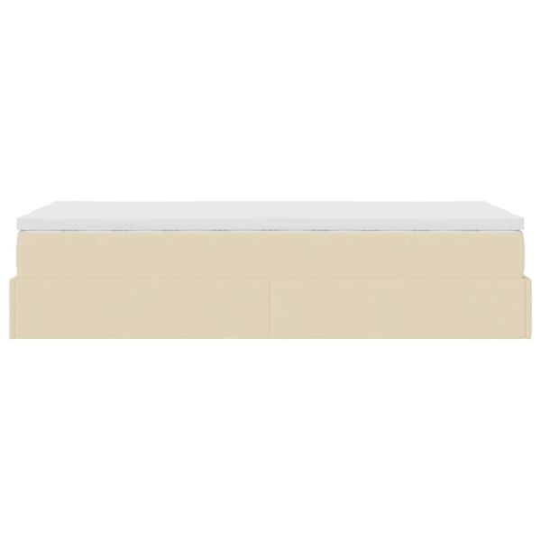 Османска легло с матрак, кремаво, 100x200 см, плат