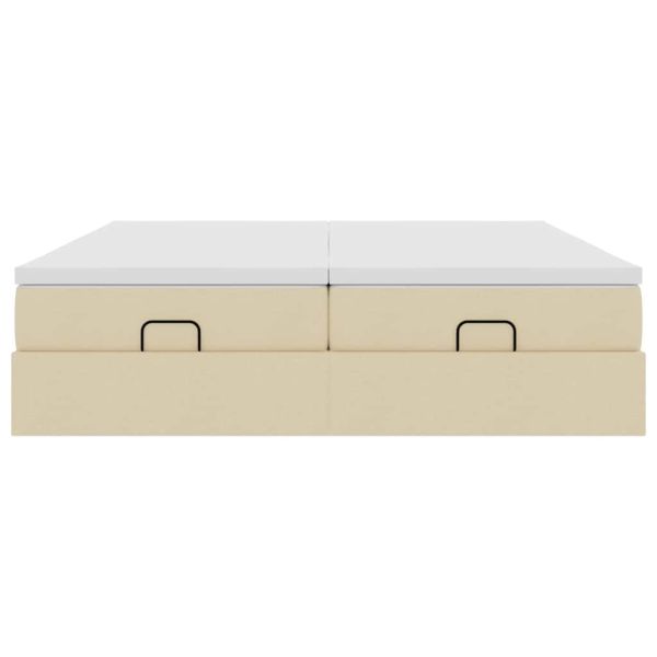 Османска легло с матраци, кремаво, 200x200 см, плат